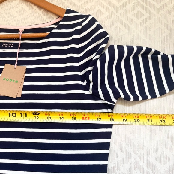 New Boden Ella Long Sleeve Breton Navy Multi Cuff Cotton Size 8 - Picture 4 of 5